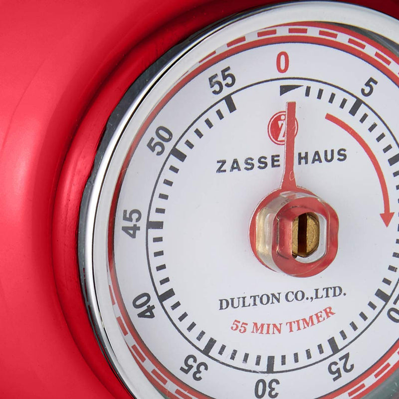 Zassenhaus Magnetic Retro Kitchen Timer, Classic Mechanical Cooking Timer (Red), 2.75-Inch Red 2.75 inch - BeesActive Australia