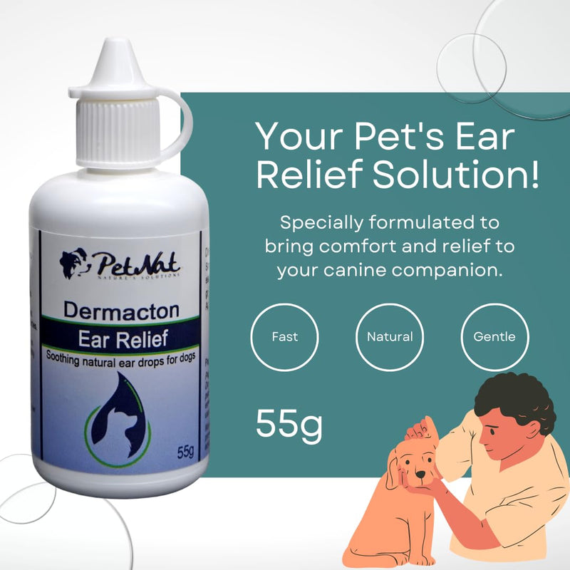 Dermacton Ear Relief Drops for Dogs | Stops head shaking, soothes sore, itchy, irritated ears | Stops Ear Odour & Discomfort Naturally