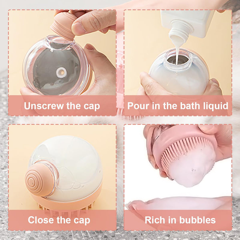 2 PCS Dog Bath Brush, Soft Silicone Dog Brush, Shampoo Bath Brush, Shampoo Dispensing Scrubber, Bathing and Massaging Brush for Short Long Haired Dogs Cats Shower(Pink&Green) Pink Green-2pcs - BeesActive Australia