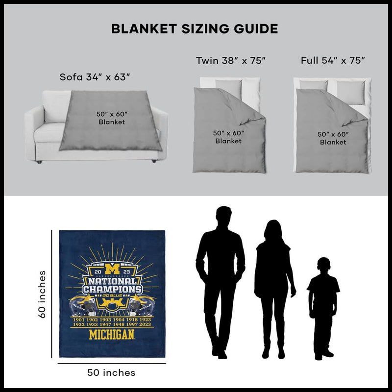 Northwest Michigan Wolverines 2023 National Champions Silk Touch Throw Blanket – 50 x 60 inches – Soft Plush College Football Fan Gear - BeesActive Australia