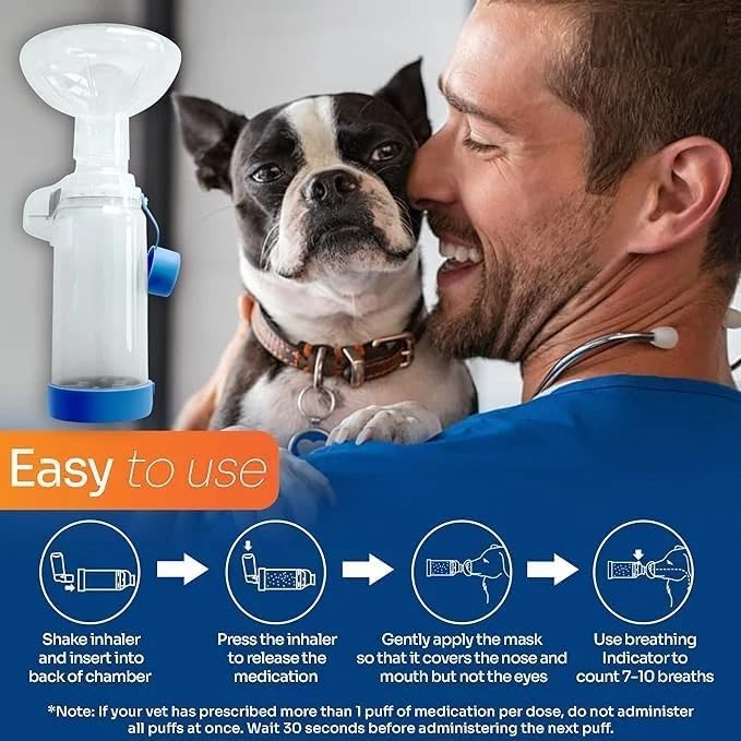 Pet Inhaler Spacer with Two Face Mask, Handheld Aerochamber for Dogs and Cats, Aero Chamber with Mask for Dogs and Cats, Dog and Cat Inhaler Spacer, Comfortable Face Mask (for Cats & Dogs Small) for Cats & Dogs Small