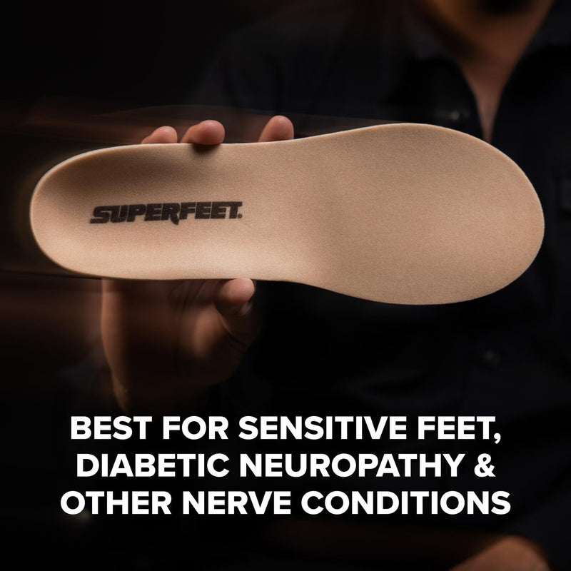Superfeet Everyday Pressure Relief Shoe Inserts - Soft Cushioning for Sensitive Feet with Gentle Support & Heel Relief for Work, Walking & Everyday Wear, 7.5-9 Men / 8.5-10 Women