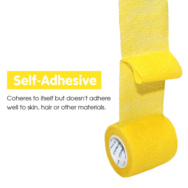 Self Adherent Cohesive Bandage Latex FDA Approved 3" x5 Yards First Aid Bandages Stretch Sport Athletic Wrap Vet Tape for Wrist Ankle Sprain and Swelling,Yellow(12 Rolls) 12 Count (Pack of 1) Yellow - BeesActive Australia