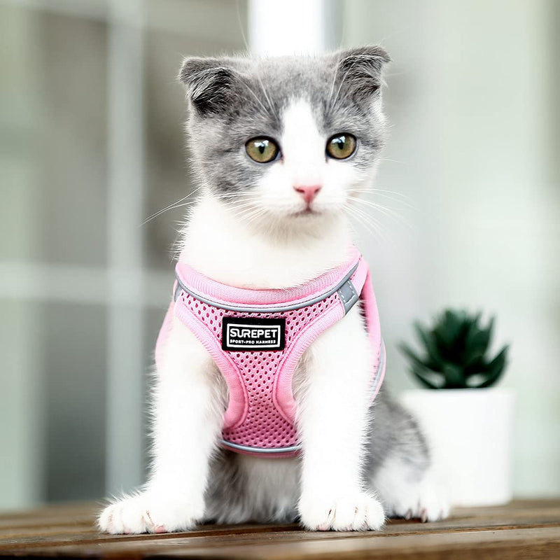 Suredoo Dog Harness with Leash Anti Pull Harness Reflective Chest Harness for Small Dogs, Pets, Puppies, Cats (Pink, XXS) Pink - BeesActive Australia