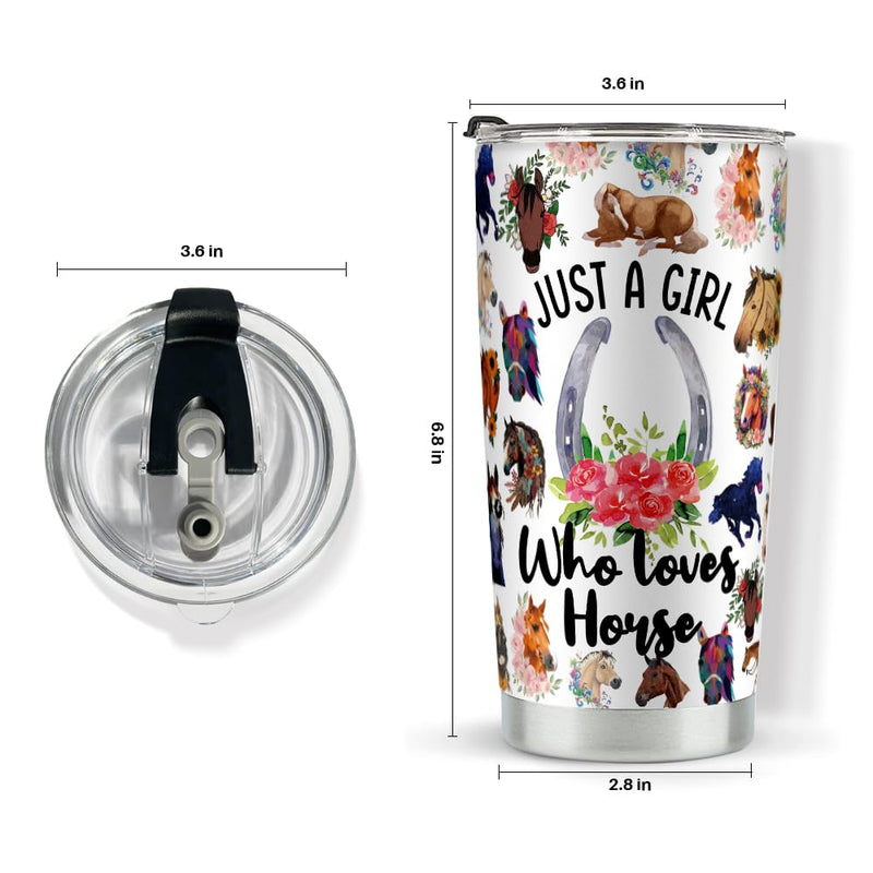 Horses Gifts for Girls Horse, Stainless Steel Tumblers 20oz, Horseshoe Gift For Dog Mom Horse Lover Cowgirl Equestrian Gifts, Just A Girl Who Loves Horses - BeesActive Australia