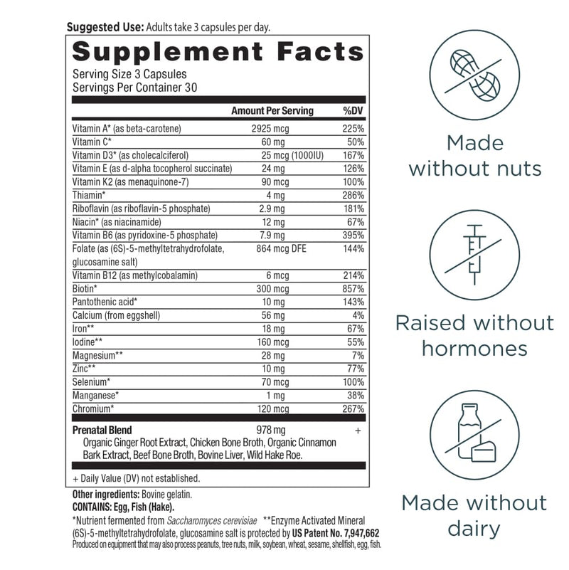 Ancient Nutrition Methylated Prenatal Multivitamin for Women Prenatal (90 count) 90 Count