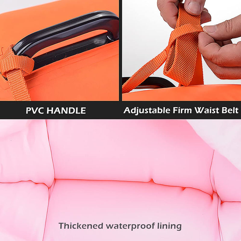 NuCamper Swim Buoy for Open Water Swimmers With Adjustable Waist Belt, Waterproof Dry Bag, Swim Bubble For Safty Swimming, Training Snorkeling, Kayaking, Boating,Beach Bags Large Capacity 28L Orange
