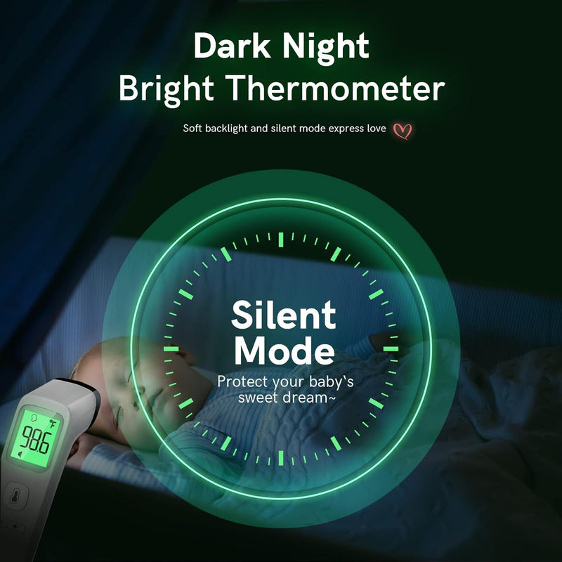 No-Touch Thermometer for Adults and Kids, Fast Accurate Digital Thermometer with Fever Alarm & Silent Mode, Easy-to-use, Forehead Thermometer for Babies, Kids & Elderly White