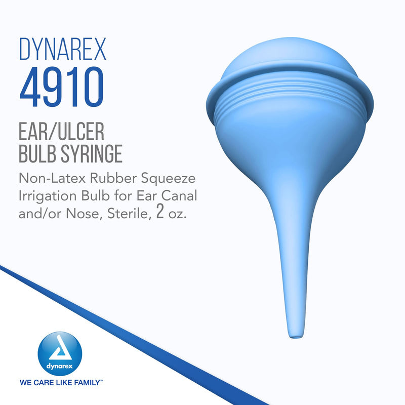 Dynarex Sterile Ear/Ulcer Bulb Syringe - Sterile & Non-Latex Rubber Squeeze Irrigation Bulb for Ear Canal, Nose - 2 Oz Capacity, 1 Bulb 1 Count (Pack of 1) - BeesActive Australia