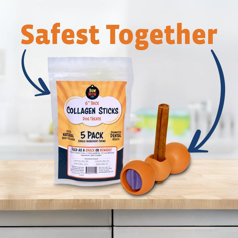 Bow Wow Labs SafeFit Beef Collagen Sticks for Dogs - All Natural Dog Treats for Joint, Gut, Bones & Oral Health, Long Lasting Collagen Chews, Dog Chew Treats, Dental Chews for Dogs - 12" Jumbo, 5 Pack 12" - Jumbo