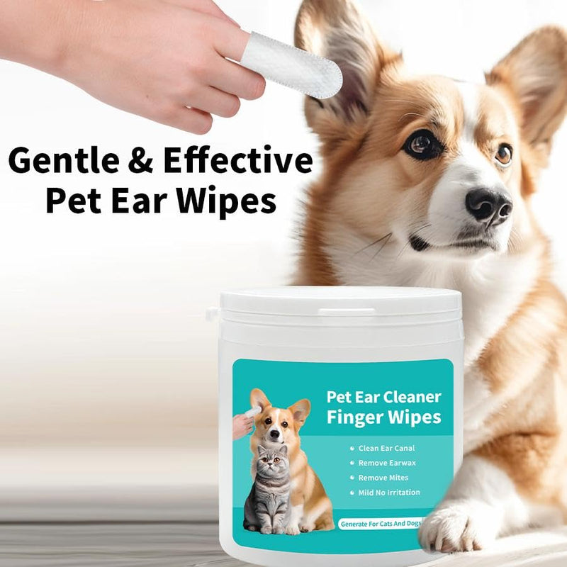 Dental Care Finger Pads for Dogs Pack of 50 and Ear Care Ear Care Finger Pads 50 Pieces - Dental Care Dog, Finger Cots Dog Dental Care Tartar Remover Dog Toothbrush