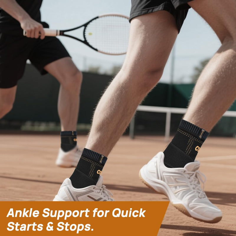 JIUFENTIAN Ultra-Thin & Copper Infused Ankle Support - Adjustable Compression Ankle Brace for Sprain Recovery, Plantar Fasciitis & Daily Pain Relief | Breathable, Durable, Fits Any Shoe (Large) Black01 Large