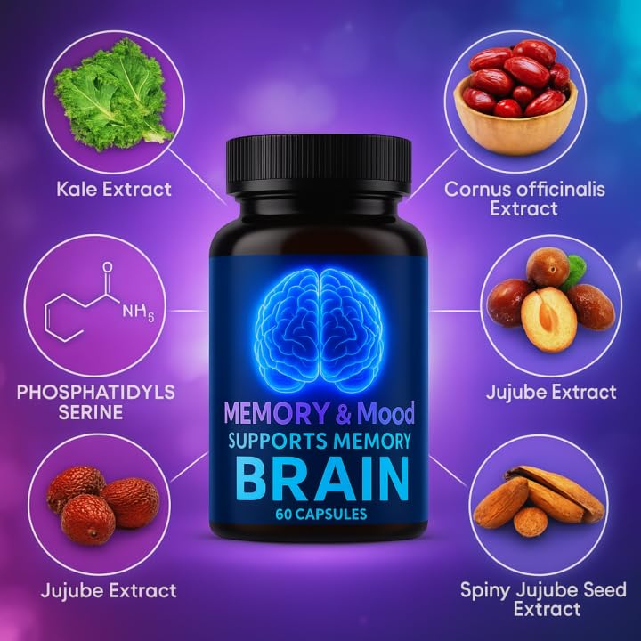 Nootropic Brain Supplements for Memory and Focus, Cognitive Support Formula with B Vitamins, Folate & Dihydromyricetin – Mental Clarity & Daily Performance, 60 Capsules (1) 1