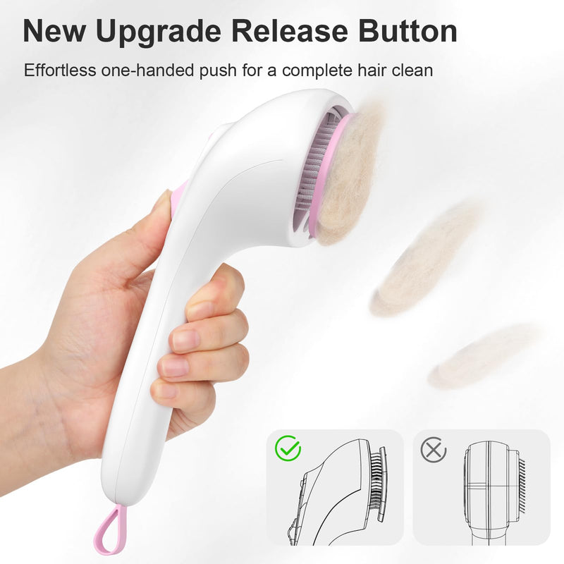 Euqvunn Cat Brush with Steam with Trigger Button, [Ultra-Quiet Design/Comfort Handle] Pet Steam Brush Cat Steamy Brush Dog Brush Rechargeable Cats with Spray for Cats, Dogs, Rabbits Pink-White - BeesActive Australia