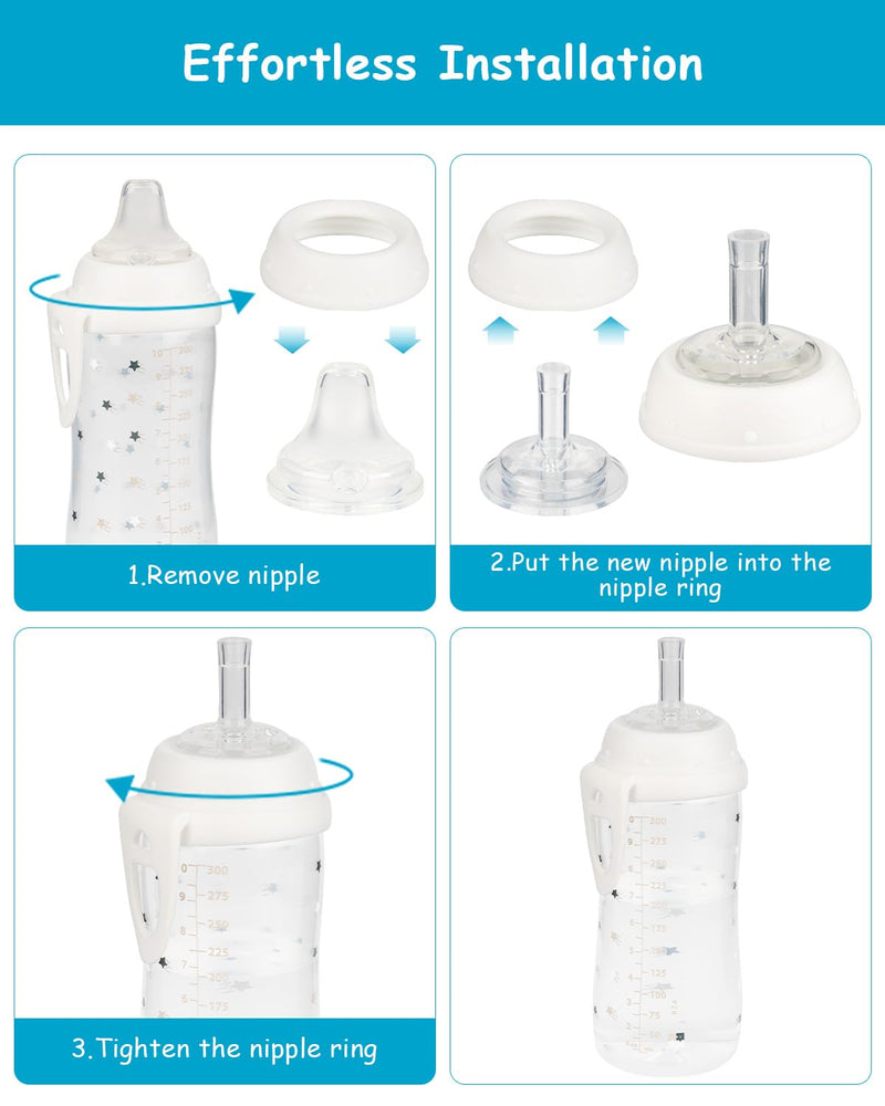 6 Count Replacement Silicone Sippy Straw Nipple Compatible with NUK,Sippy Straw Cup Nipples Replacement for NUK Active and Learner Cups, Soft 100% Silicone Sippy Straw Cup NipplesÔºå8m+ 6 Count Straw Nipple, 8m+ - BeesActive Australia