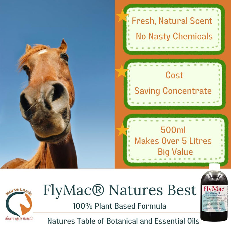 FlyMac Neem & Eucalyptus Horse Fly Spray Concentrate dilute to Make 5.5 litres with Citrepel and Peppermint Oil