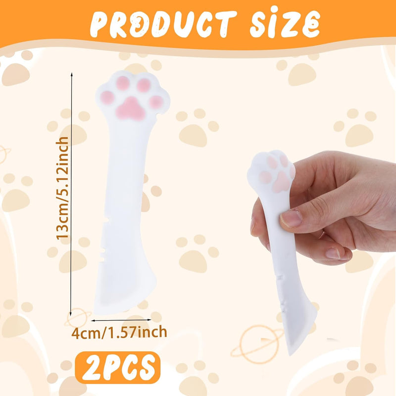 2Pcs Silicone Pet Food Spoon Dog Cat Food Spoon Cat Food Can Opener Paw Cute Paw Cat Food Spoon Wet or Dry Food Short Spoon White Spatula Scoop Mixing Spoons for Dog Cat Canned Food - BeesActive Australia