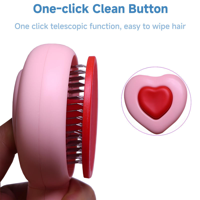 Pet Beauty Hair Removal Comb Cat Brush - One click Release Care Cat Comb Dog Hair Removal Brush - Suitable for long and short hair opening comb - Remove loose and falling hair (Pink) Pink - BeesActive Australia