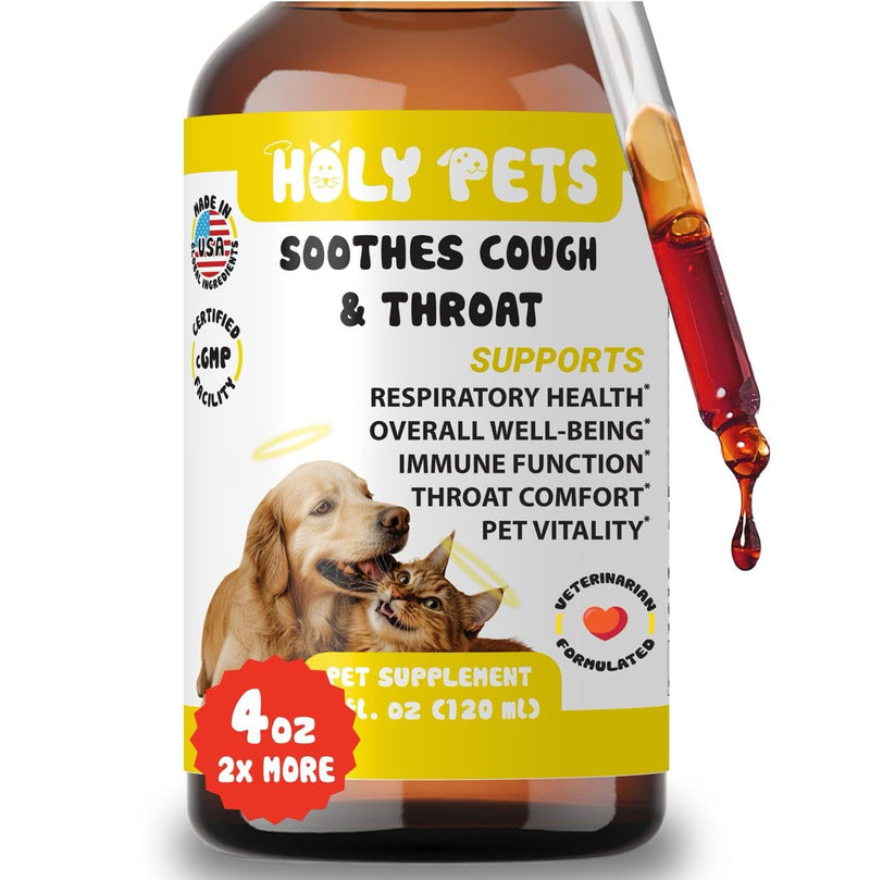 Cough Medicine for Dogs & Cats, Kennel Cough Treatment, Respiratory Infection Support - Sneezing Relief & Cough Treatment - Pet Asthma Support - Made with Natural Ingredients in The USA (4oz) 4oz