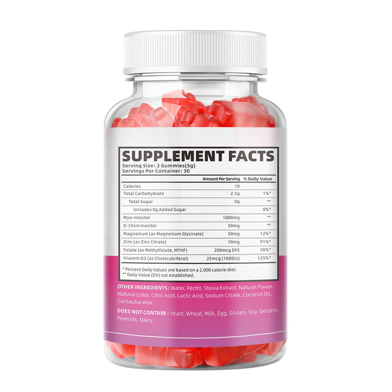 softbear Inositol Supplement for Women, Myo-Inositol & D-Chiro Inositol Gummies 1000mg with Vitamin D3 for POCS Support & Female Wellness, Sugar-Free/Veagn/GMO-Free, Strawberry Flavor, 60 Count 60 Count (Pack of 1)