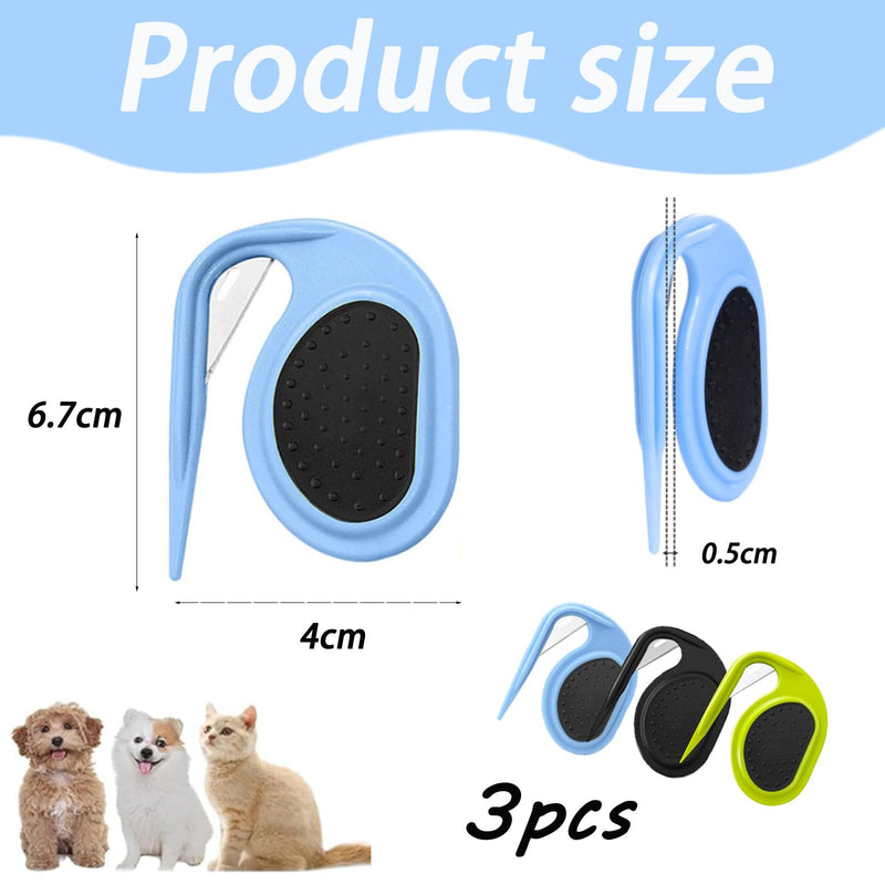 3 pieces pet knotting comb, knot comb for pets, detangling knife for cats, grooming knife for long-haired pets, knot comb for cats, for removing tangled hair (blue + green + black). - BeesActive Australia