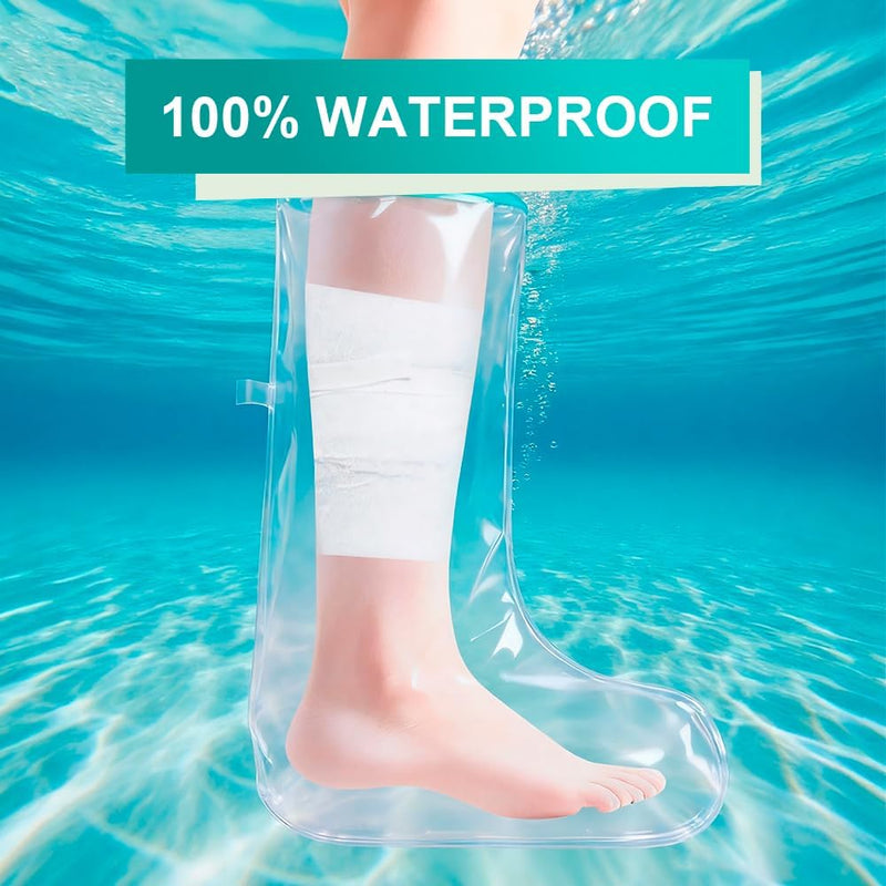 CIVJET Waterproof Cast Cover for Shower Adult Half Leg – Reusable Leg Cast Protector with Soft Ring Seal, Leakproof Cast Covers for Showering Foot Ankle Calf Surgery, Shower Boot for Injury Recovery Short Leg