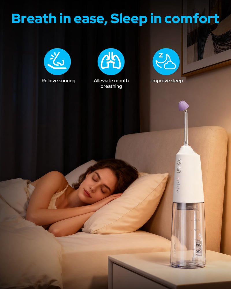 Nasal Irrigation System with 40 Saline Packets, 15s Quick Relief, Nettie Pot Sinus Rinse with 4 Speeds, 1000mah USB-C Charging, 6 Nozzles for Kid Adult, IPX7 Waterproof, Congestion Pressure Relief - BeesActive Australia