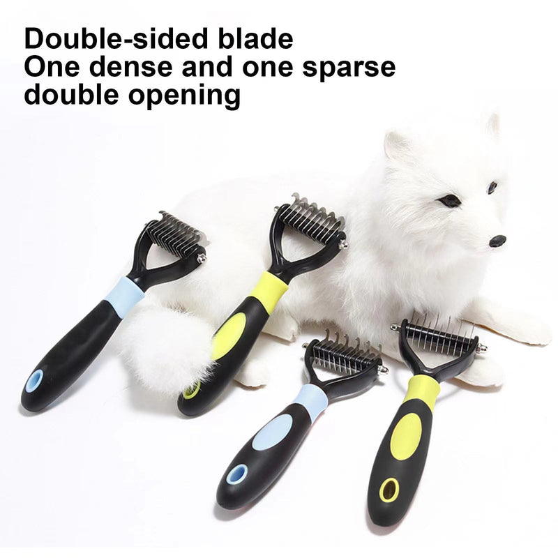 Souvik dog brush long hair undercoat brush for dogs and cats removes undercoat and tangles gentle care for long hair double-sided comb with massage effect blue - BeesActive Australia