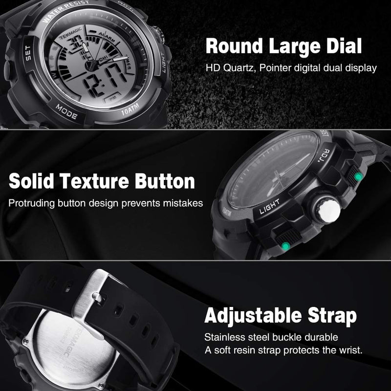 10ATM Waterproof Digital Scuba Diving Watch 100m Underwater for Swimming and Running with Stopwatch and Luminous LCD Display Built-in - BeesActive Australia
