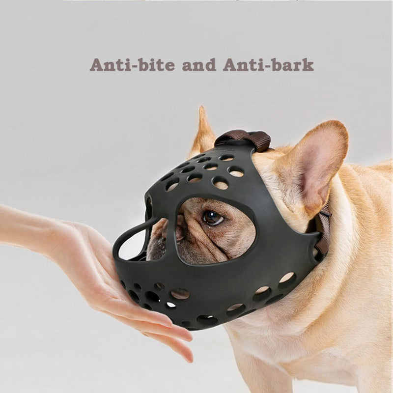 Muzzle with short snout-French Bulldog-adjustable-anti-bite, anti-bark L - BeesActive Australia