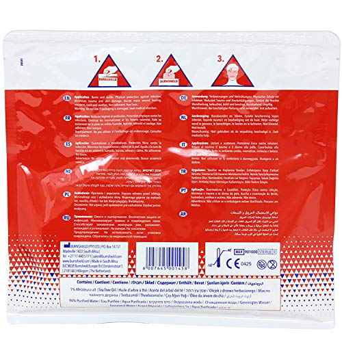 Burnshield Sterile Emergency Burn Face Mask Hydrogel Foil Sealed Foam Cell Dressing Covering 8"x 18" (200mm x 450mm) - 3 Pack
