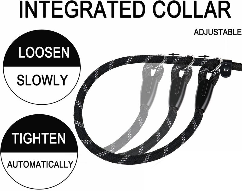 Dog Leash, 6 FT Heavy Duty Dog Leash, Durable Premium Quality Strong Rope Slip Leash with Comfortable Padded Handle and Highly Reflective Threads for Small Medium and Large Dogs, (Black) Black 6 Feet x 1/2 Inch - BeesActive Australia