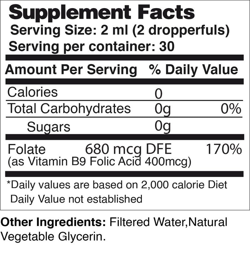 Life Solutions Vitamin B9 Liquid Drops, Folic Acid 400 mcg, 2 fl oz | 400 mcg folic acid per serving in convenient liquid drops with a precision dropper for easy daily use.