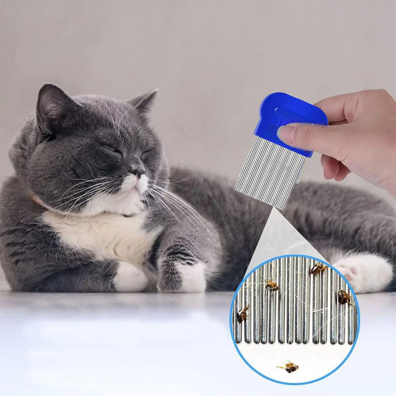 Pack of 4 cat dog flea comb, lice comb, flea comb for removing fleas, metal teeth lice comb, flea tear stain remover comb, pet comb stainless steel lice comb - BeesActive Australia