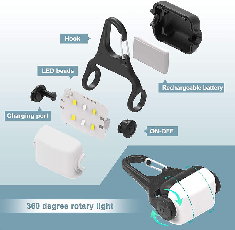 Dog Lights for Night Walking, Clip on USB Rechargeable Dog Collar Light, 3 Light Modes Dog Light, IP65 Waterproof Dog Night Light, LED Safety Light for Running, Camping, Climbing, Bike, 3 Pack - BeesActive Australia