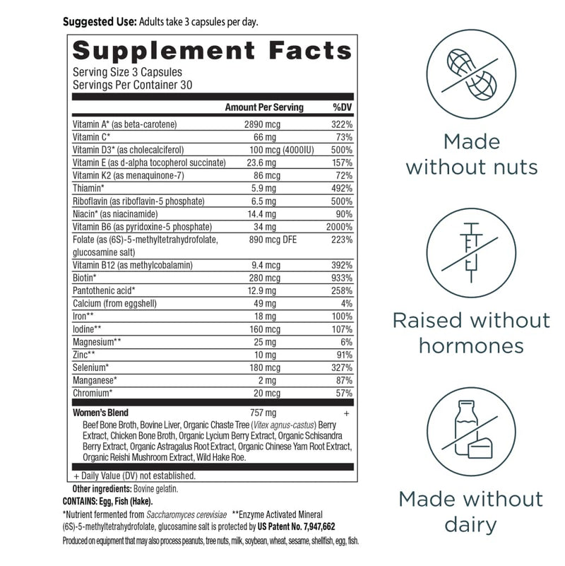 Ancient Nutrition Methylated Multivitamin for Women | Vitamin D, C, Methylated B12, Zinc, Magnesium, Supports Healthy Immune System and Bone Health, 90 Count Women's Multivitamin (90 count)