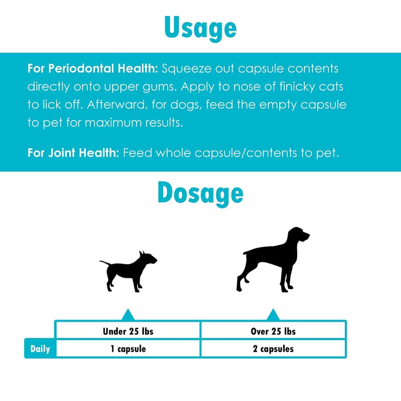 1-TDC Periodontal Supplement ES for Dog & Cat, Supports Oral, Hip & Joint Health, Muscle & Stamina Recovery, Skin & Coat Health, 120 Capsules 1-PACK 120 caps - PawsPlanet Australia