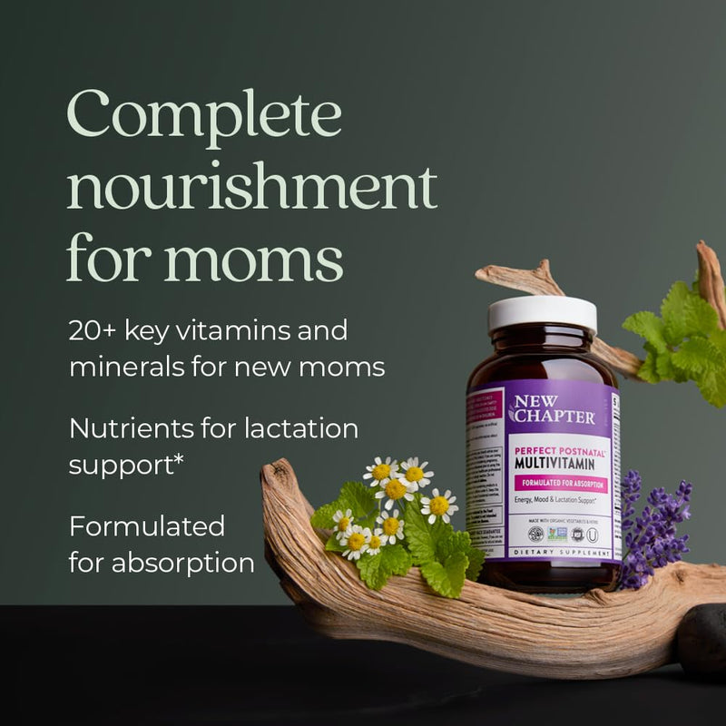 New Chapter Postnatal Vitamins Lactation Supplement, 192 Count | Complete Multivitamin with Fermented Vitamin D3 and B Vitamins, Made with Organic Vegetables and Herbs, Non-GMO 192 Count (Pack of 1)