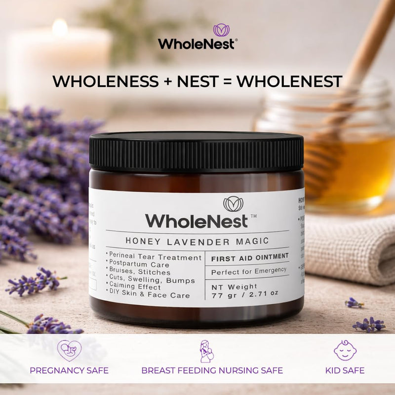Honey Lavender Perineal Balm | Multi-Purpose Natural Healing Balm | Ideal for Postpartum, Kitchen Burns, Ingrown Toenails & After-Birth Recovery | Gentle Botanical Family Care – 2.71 oz