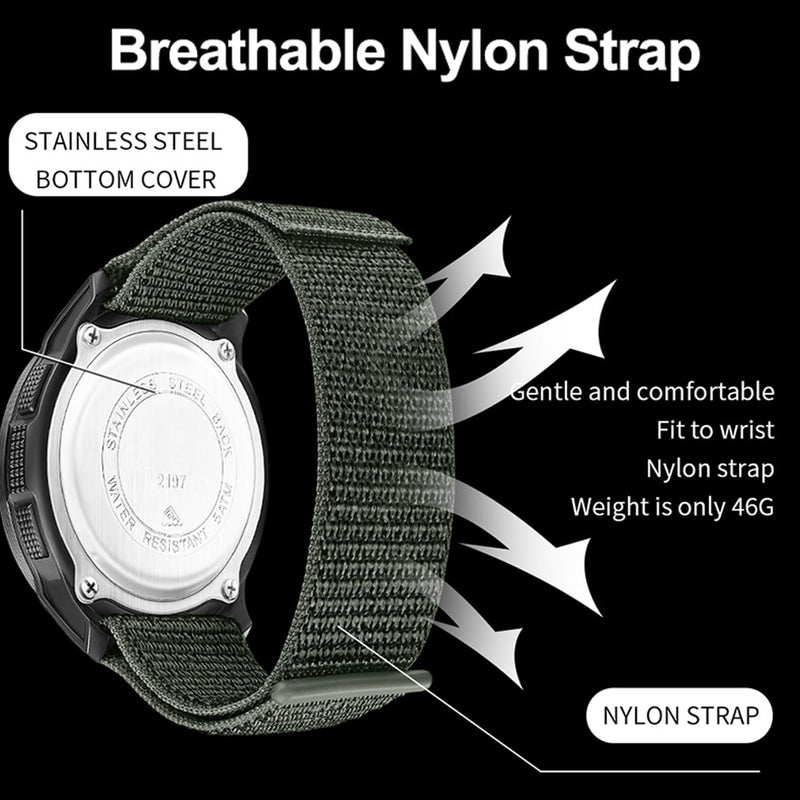 findtime Men's Digital Watch Pedometer Step Counter Watches Military Compass Waterproof Wrist Watch Tactical Sport Watch Calories Counter Pacer Running Wristwatch LED Light Stopwatch Countdown Green