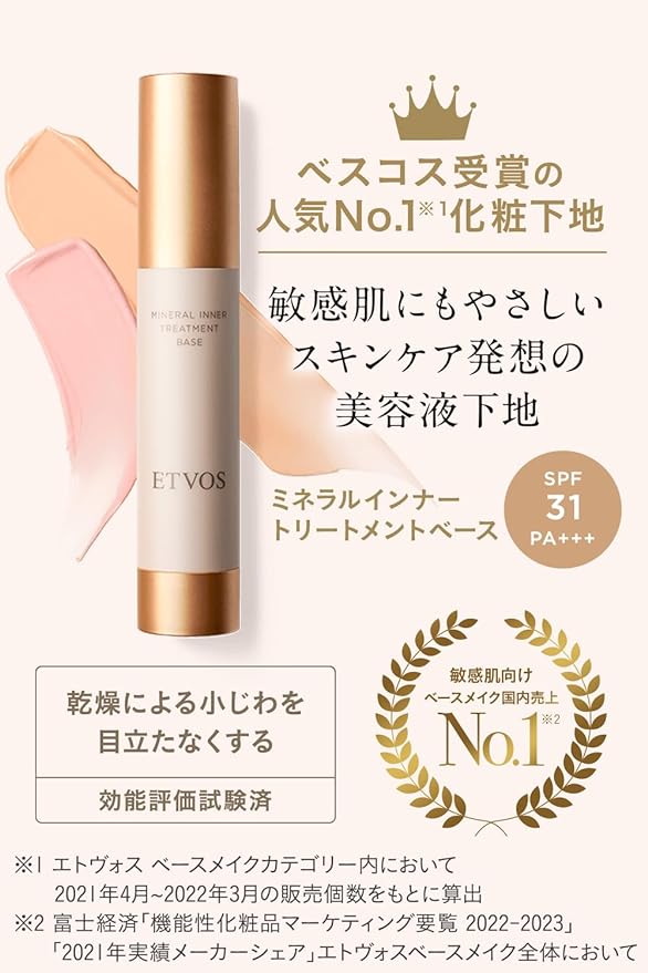 ETVOS SPF31 PA+++ Mineral Inner Treatment Base #Lavender Beige, 0.9 fl oz (25 ml), Glossy, Transparent, Human-shaped Ceramide, Dry Fine Lines, Inconspicuous, Makeup Base (Efficacy Evaluation Tested).. -  Australia