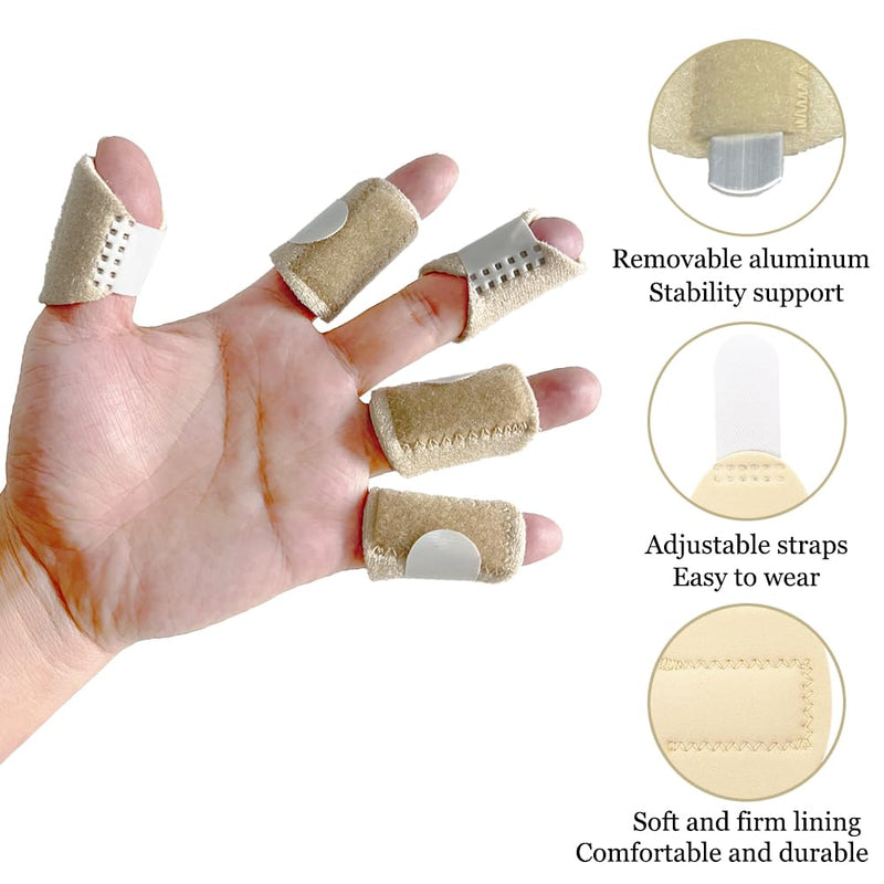 Thumb Finger Splints (5Pcs), Trigger Finger Splint Thumb Brace for Broken Finger, Straightening, Arthritis, Sprained, Pain Relief, Finger Stabilizer Support for Thumb/Middle/Ring/Index/Pinky Fingers - BeesActive Australia