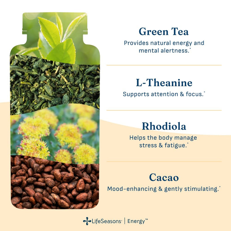 LifeSeasons Energy - Vitality Support - Energy Booster for Physical and Cognitive Strength - No Jitters - Increases Stamina - Contains Green Tea and L-Theanine - 60 Count (Pack of 1)