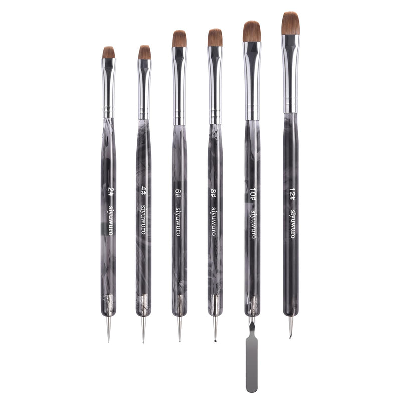 6Pcs Kolinsky Sable Nail Brush French Nail Brush 2 Way Professional UV Gel Acrylic Nail Art Brush with Dotting Tool for French Manicure Cuticle Clean Up Nail Art Design Pen (Set) Set - BeesActive Australia