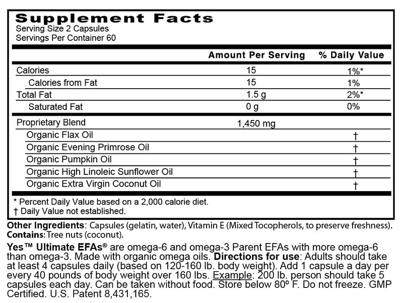YES Plant-Based Omega 3-6-9 – Burpless Fish Oil Alternative – 120 Capsules | Made with flax, evening primrose (GLA), pumpkin, sunflower & coconut oil. Supports heart, skin, eye & immune health. 120 Count (Pack of 1)