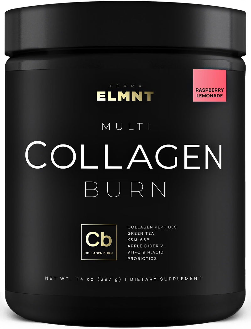 ELMNT Super Collagen Burn for Women w. Probiotics, Hyaluronic Acid, Apple C Vinegar, KSM66, Biotin+ Premium Colageno Multi Collagen Protein Powder for Weight Loss, Fat Burner, Hair, Skin+ (R-Lemonade) Raspberry Lemonade - BeesActive Australia