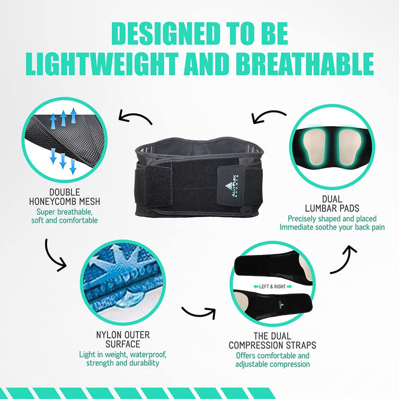 Back Brace for Lower Back Pain, Back Support Belts with Adjustable Strap, Breathable Lumbar Support Belt with 3D Lumbar Pads, Slim Fit Lumbar Brace, Medium Medium (Pack of 1) - BeesActive Australia