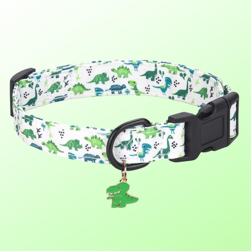 TDTOK Cute Dog Collar for Small Medium Large Dogs, Adjustable Cotton Soft Dinosaur Patterned Pet Dog Collar with Lightweight Quick Release Buckle Dog Collars for Female Male Dogs S - BeesActive Australia