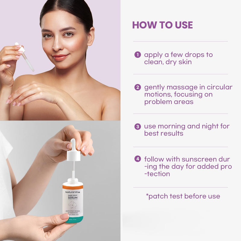 Natural Vine Dark Spot Remover for Face Serum: Age Spot Sun Spot Brown Spot with Grape Extract, Fermentation Complex, Hyaluronic Acid & Vitamin E, for Women and Men, 1 FL OZ / 30mL 1 Fl Oz (Pack of 1)