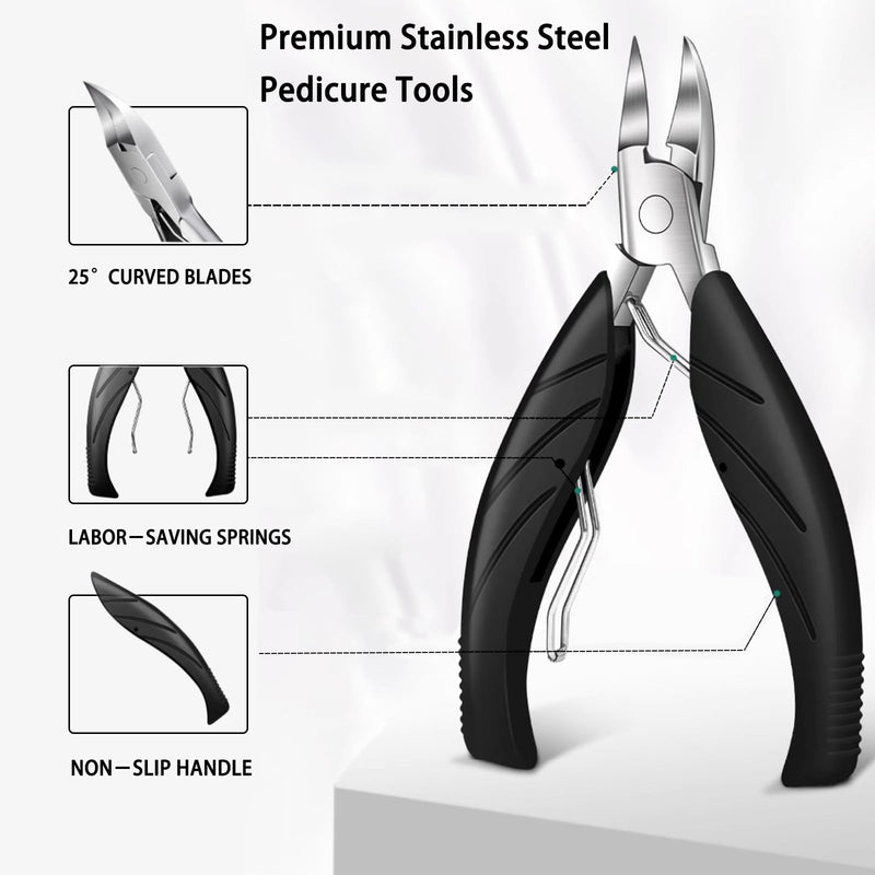 NOVANO Ingrown Toenail Removal Kit,Nail Treatment Foot Tool,Toenail Clippers for Seniors Thick Toenails,Professional Pedicure Tool,Large Toenail Clippers for Thick Nails 11Pcs - BeesActive Australia